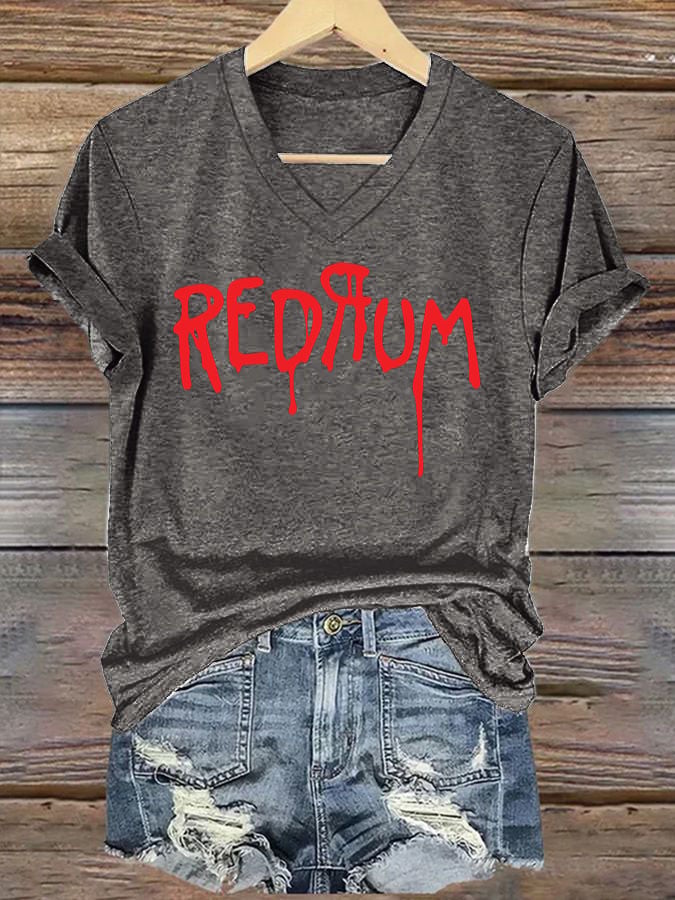 Women's Horrible Blood Redrum Print Casual T-Shirt