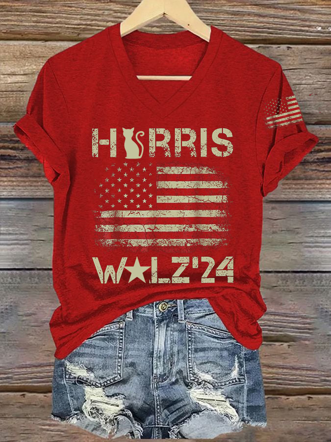 Women's general election hot comma la printed casual T-shirt
