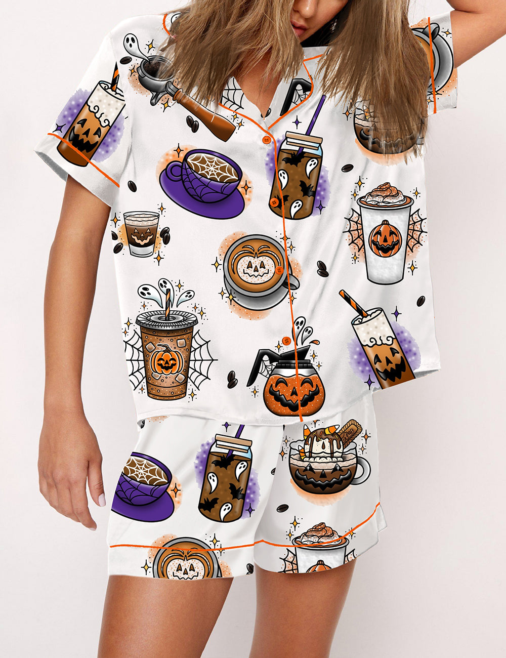 Women's Halloween Coffee Designs Pajama Set
