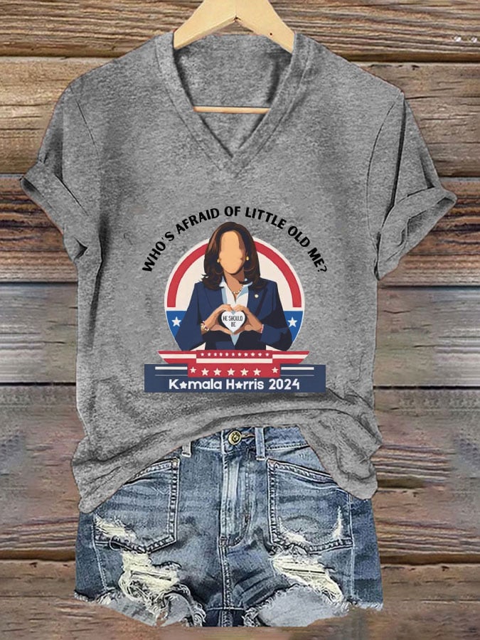 Women's Who's afraid of little old me? He should be V-neck T-shirt