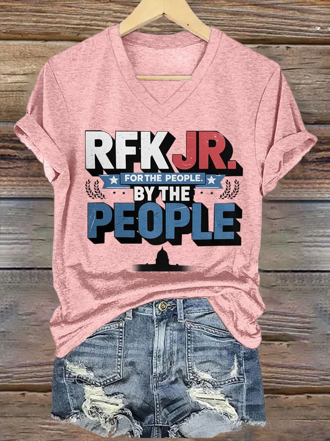 Women's Printed Casual V Neck T-Shirt