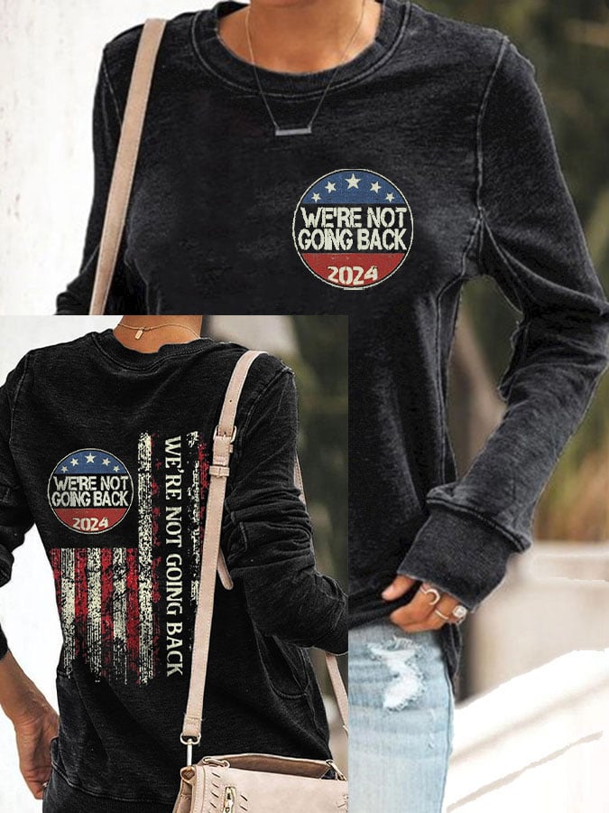 Women's We're Not Going Back Flag Print Sweatshirt