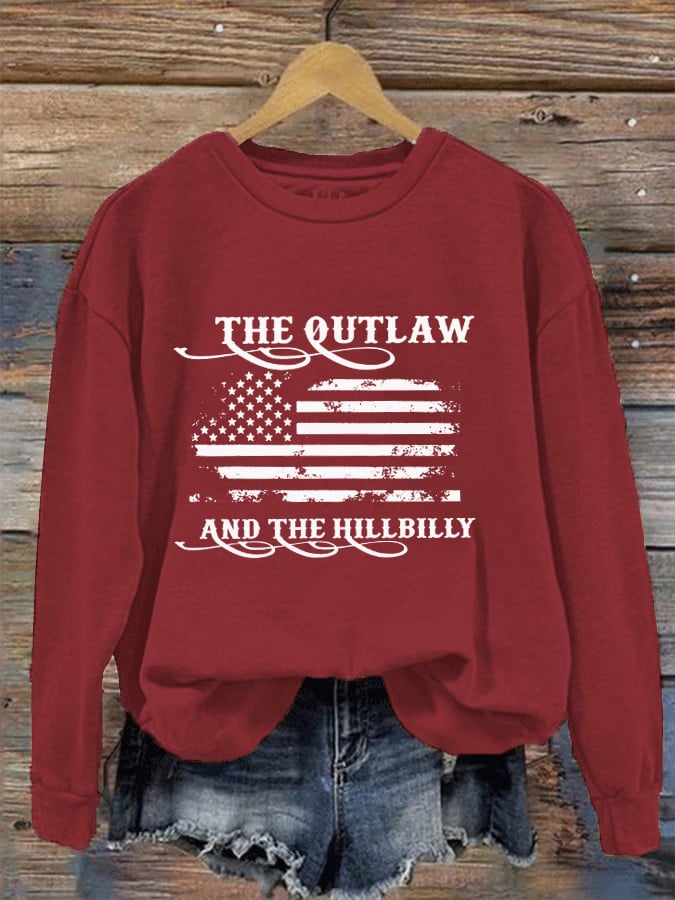 Women's The Outlaw and The Hillbilly Print Crew Neck Sweatshirt