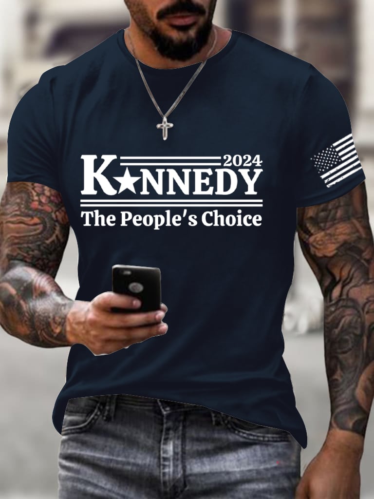 Men's American Flag Print Crew Neck T-Shirt