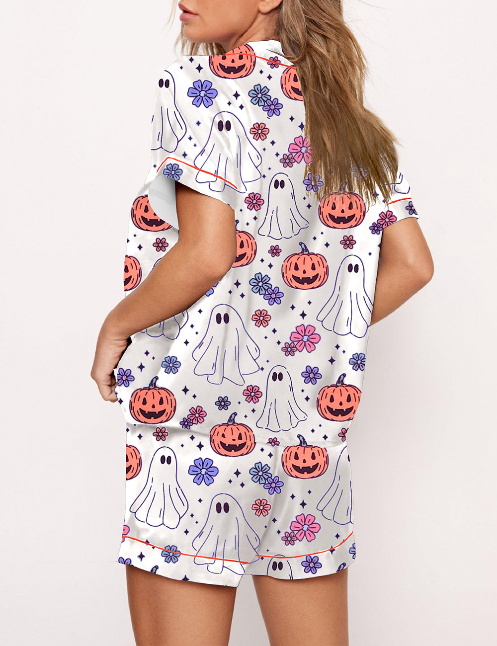 Women's Halloween Ghost Pumpkin Pajama Set