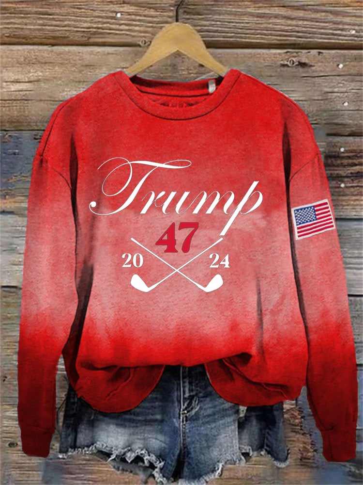 Women'S Casual Red American Flag Fight Print Sweatshirt