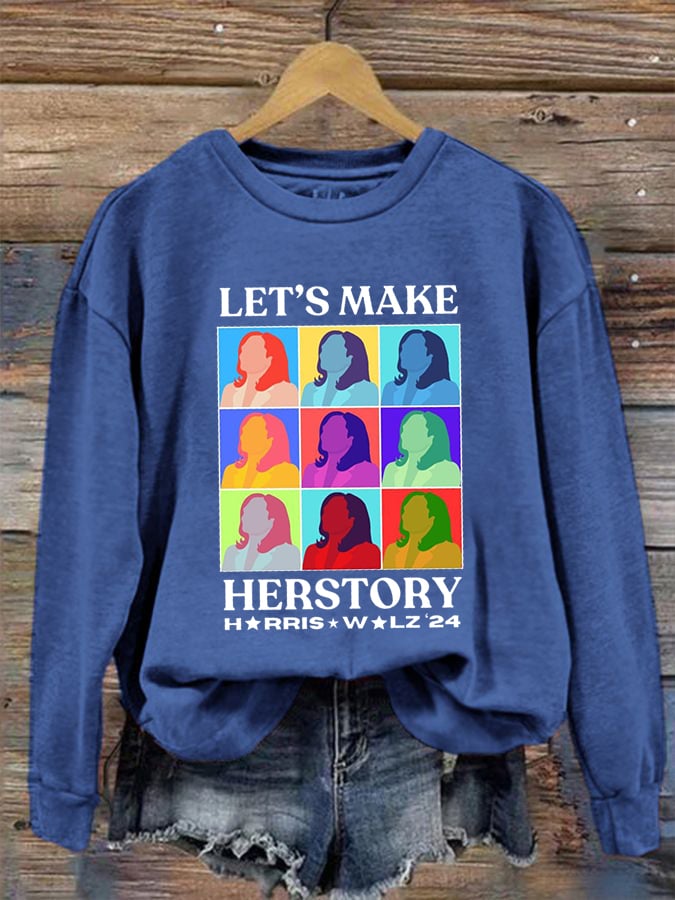 Women's Let's Make Herstory Print Crew Neck Sweatshirt