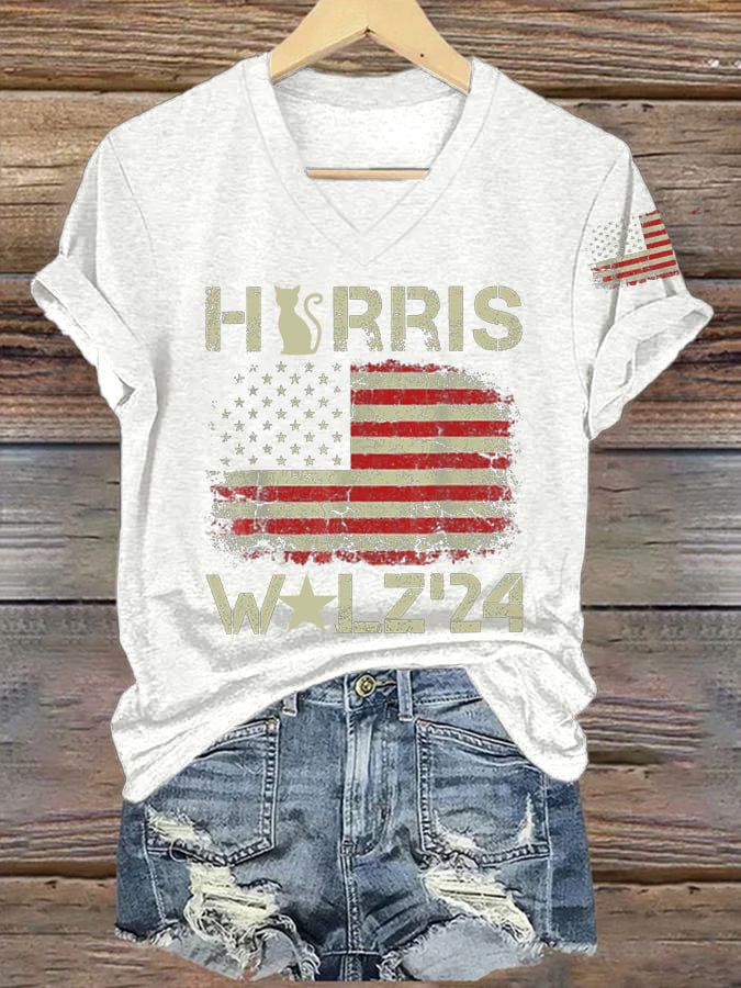 Women's general election hot comma la printed casual T-shirt