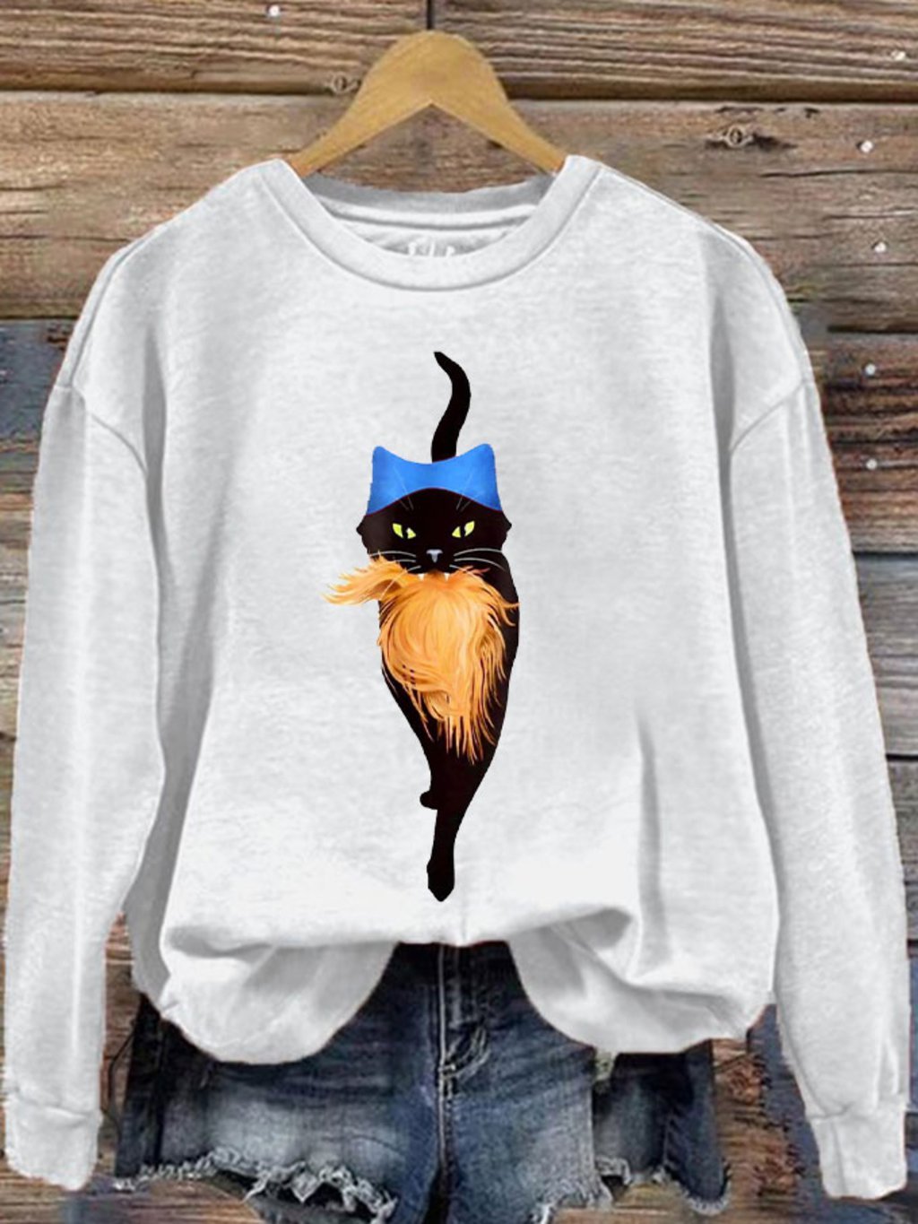 Women's Hat Cat&Orange Feminist Printed Sweatshirt