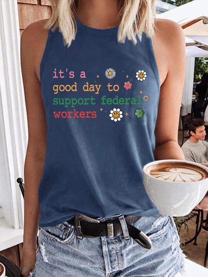Retro It's A Good Day To Support Federal Workers Print Vest