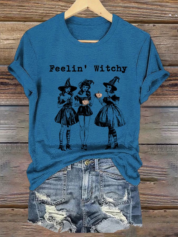 Women's Feelin' Witchy Printed Crew Neck T-Shirt