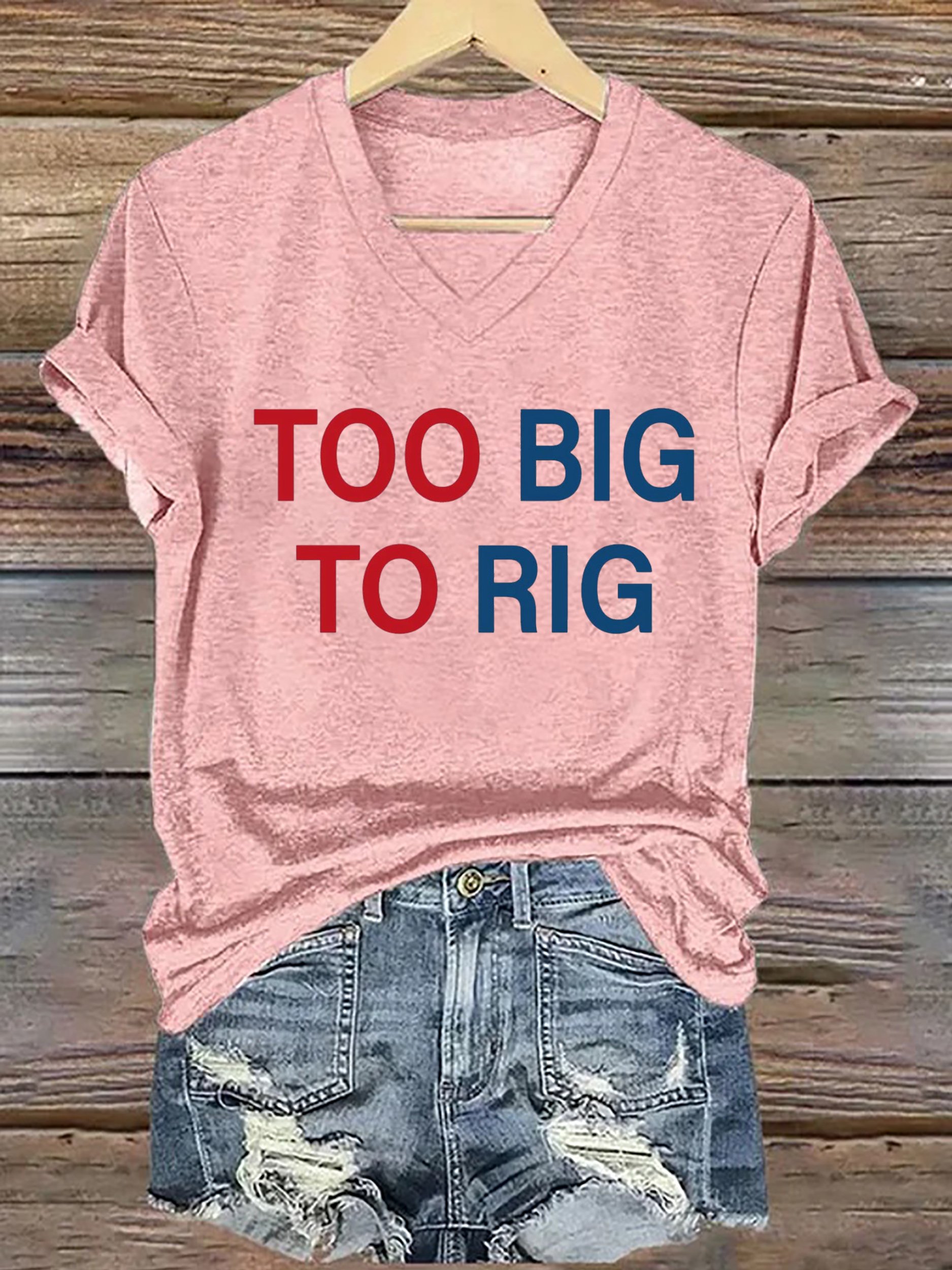 Women's Too Big To Rig  Printed Short-Sleeved T-Shirt