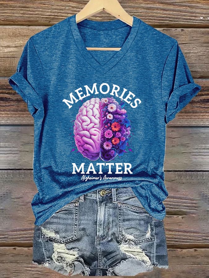 Alzheimers Awareness Memories Matter Brain Flowers Alzheimers T Shirt