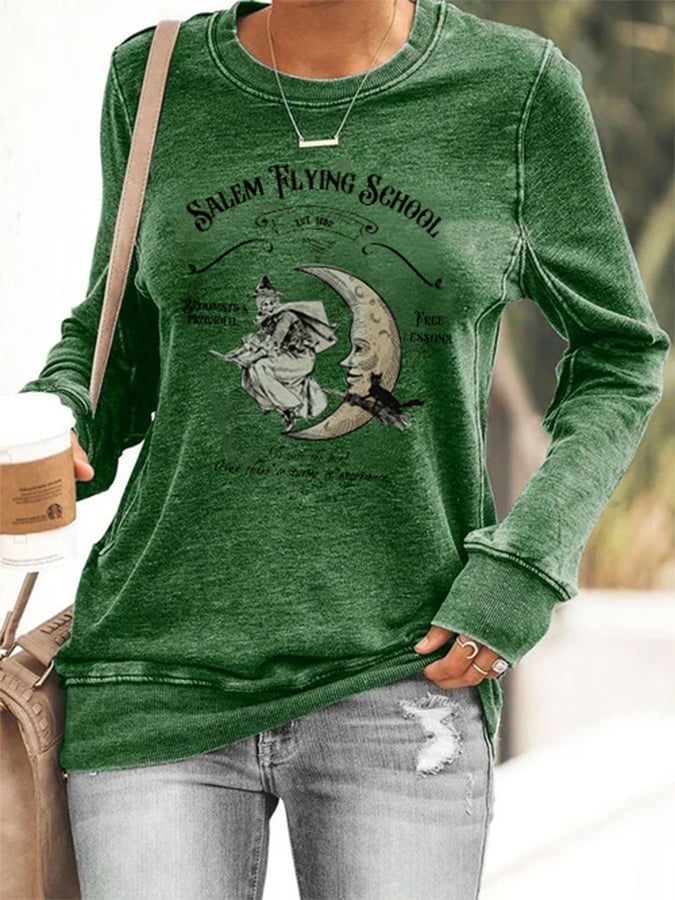 Halloween Vintage Witch Print Sweatshirt
