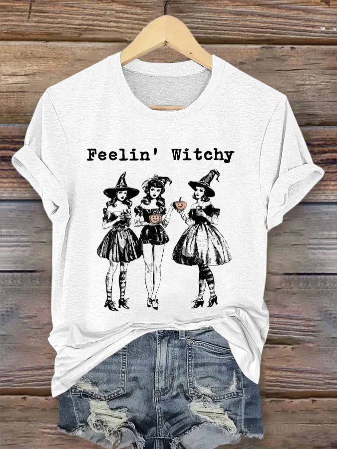 Women's Feelin' Witchy Printed Crew Neck T-Shirt