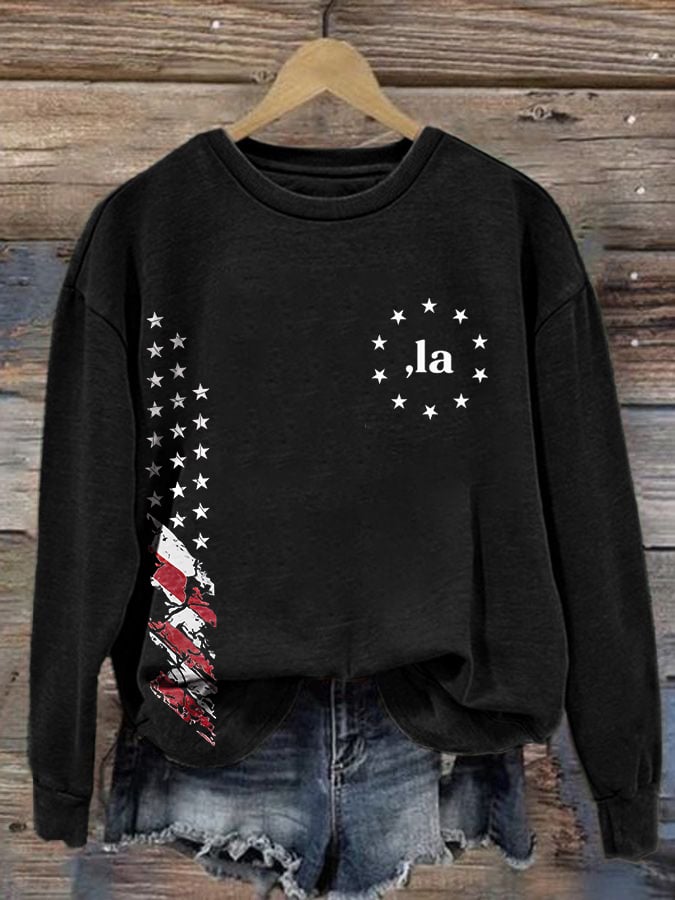 Women's comma la print crew neck sweatshirt