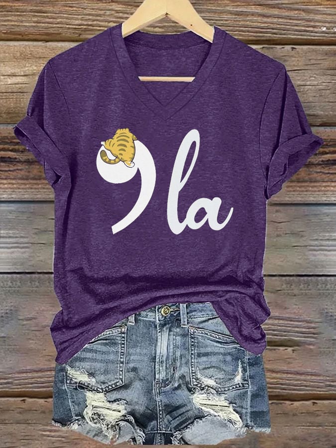 Women's general election hot comma la printed casual T-shirt