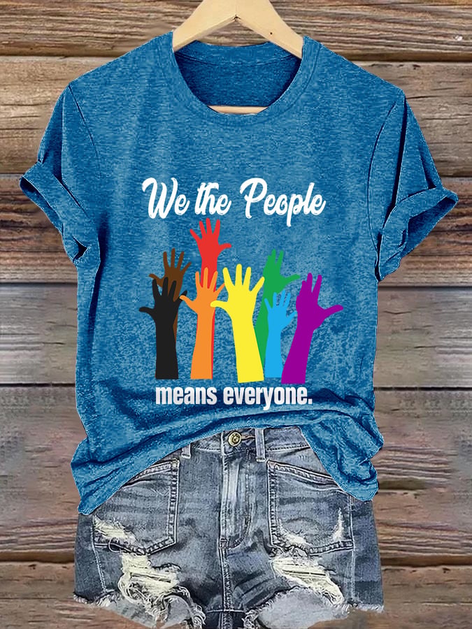 Women's We The People Means Everyone Printed Casual V Neck T-Shirt