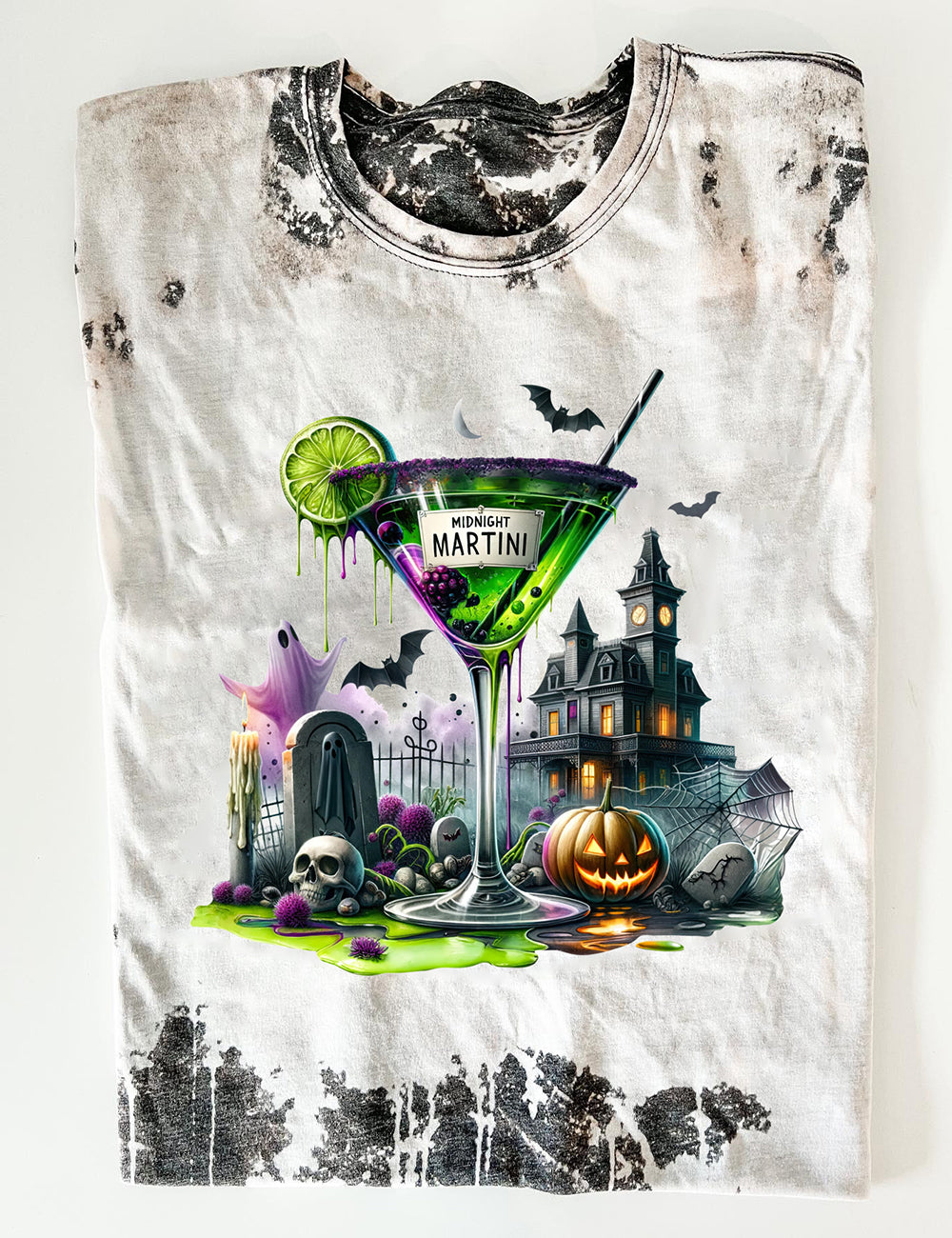 Women's Halloween Midnight Martini Print T-Shirt