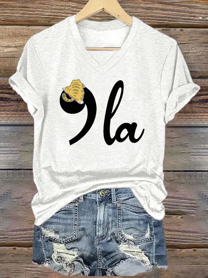 Women's general election hot comma la printed casual T-shirt