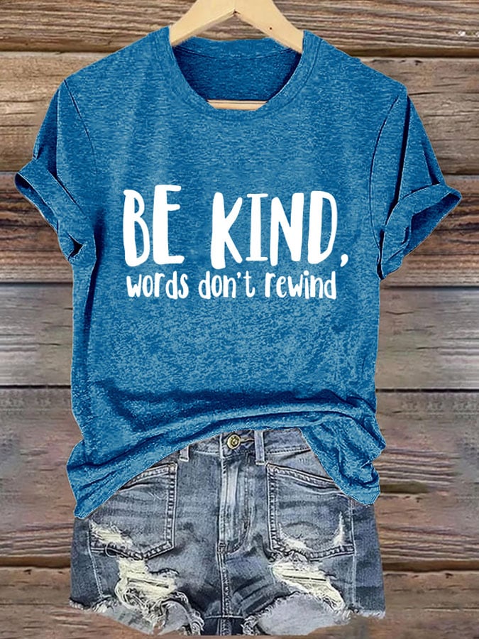 Retro Bullying Prevention Awareness Unity Day Be Kind Words Don't Rewind Print T-Shirt