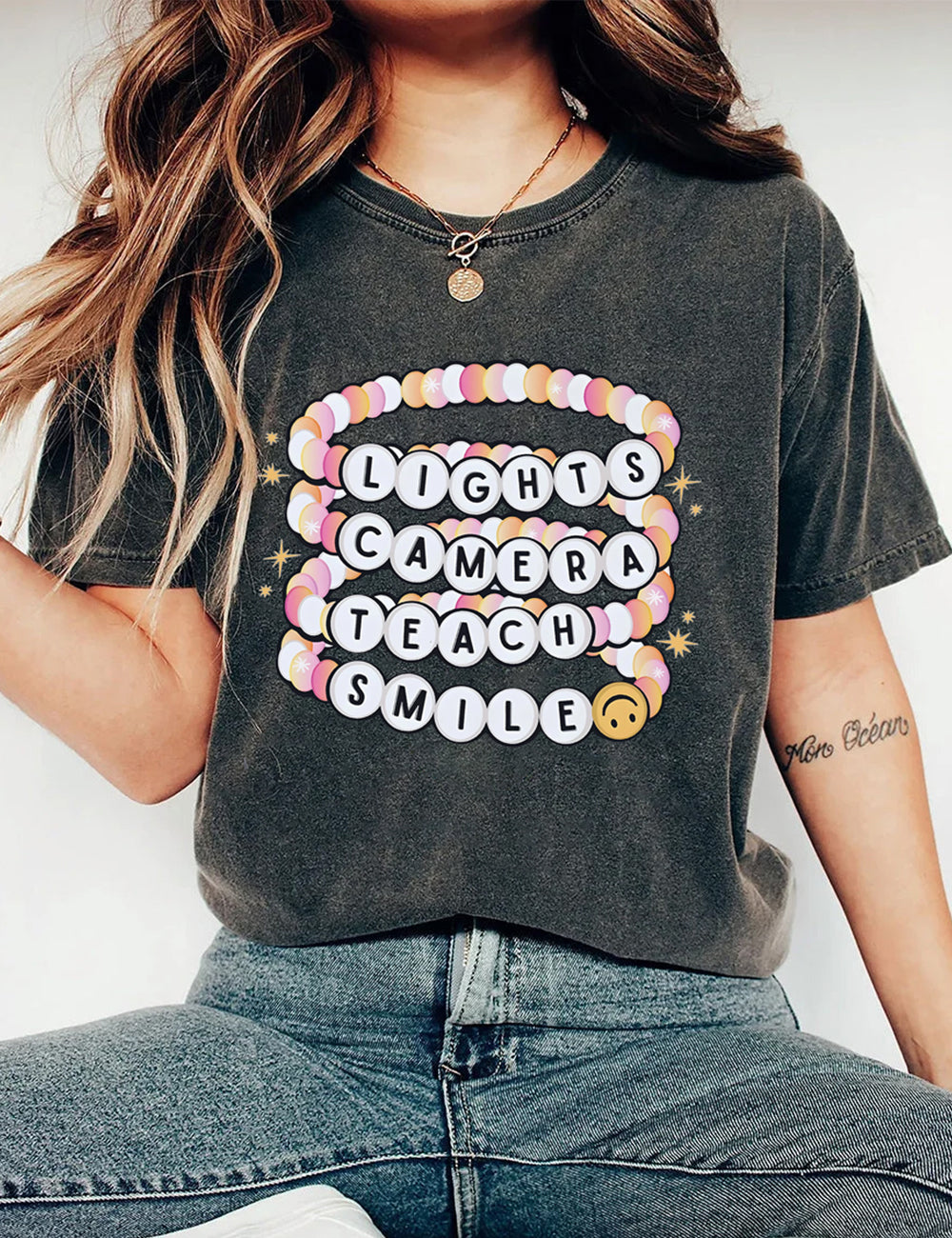 Lights Camera Teach Smile Tee