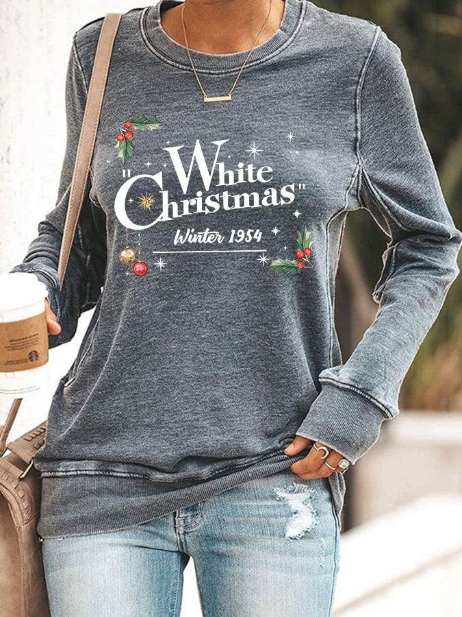 Women's White Christmas Print Casaul Sweatshirt