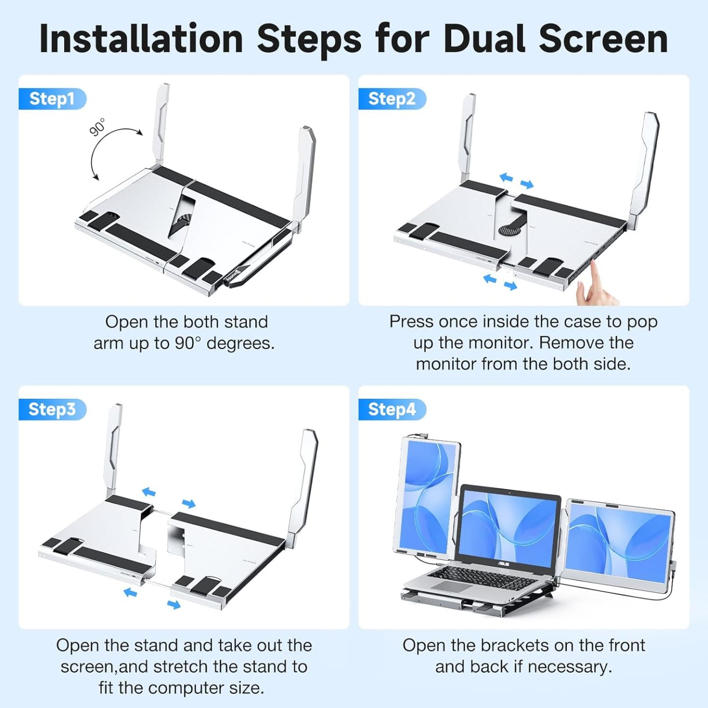 Triple Laptop Screen Extender Stand for Laptop - F2
