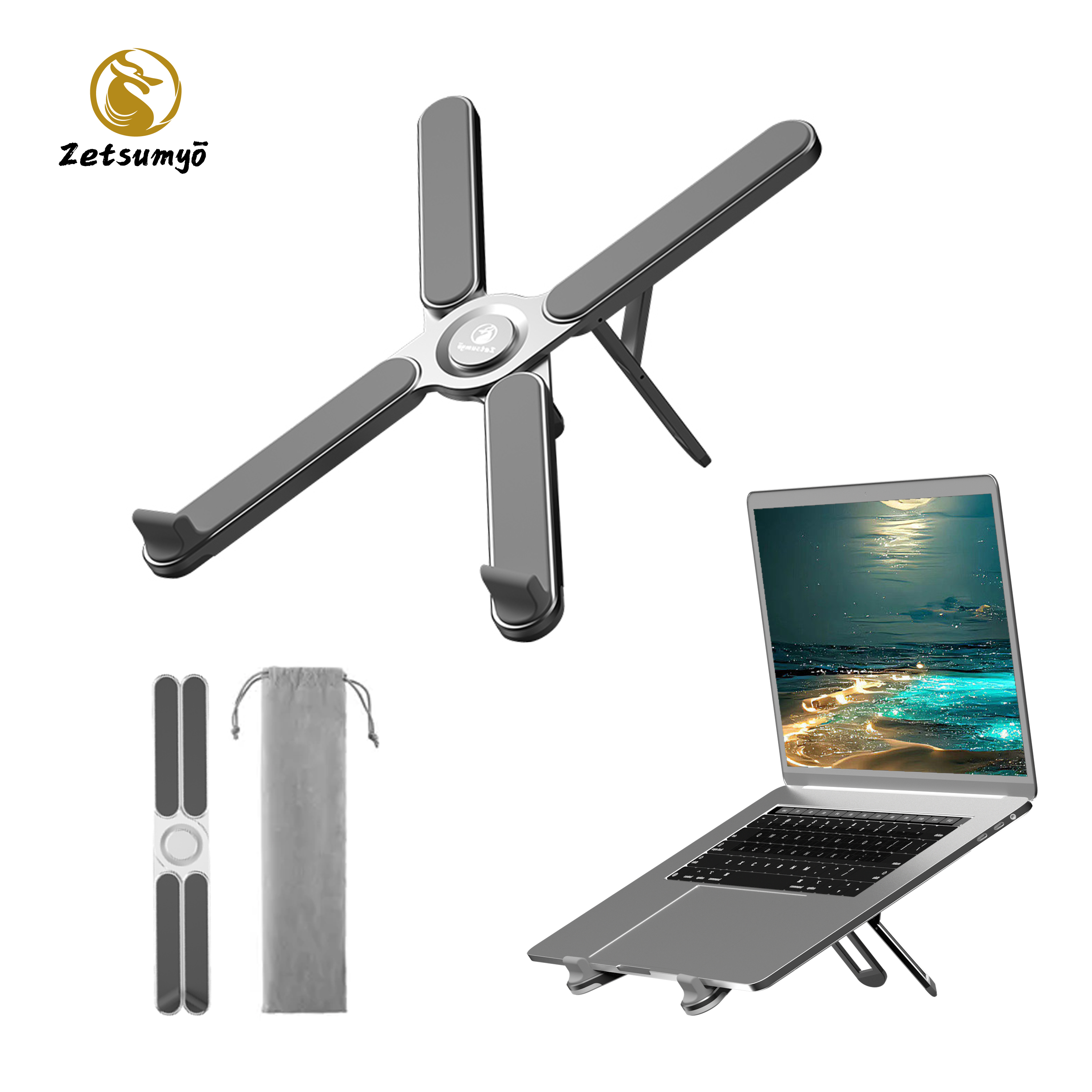 Patent Design Folding Holder Aluminum Alloy Laptop Stand Suitable For Bedrooms And Offices