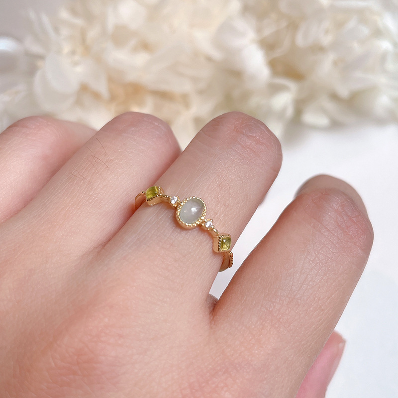 天然海藍寶橄欖石 | 復古戒指 | 18K輕奢珠寶-monojewelry