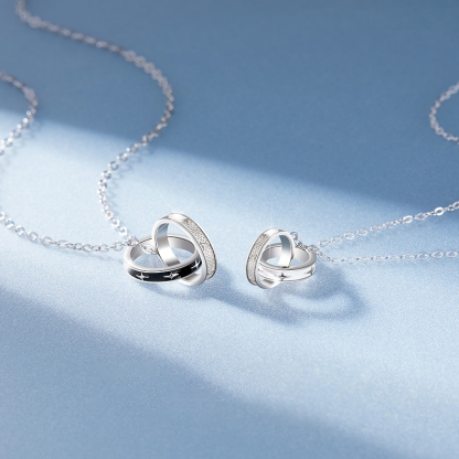 星環對鍊 | 純銀情侶項鍊 | 交往紀念禮物（2組入）-monojewelry