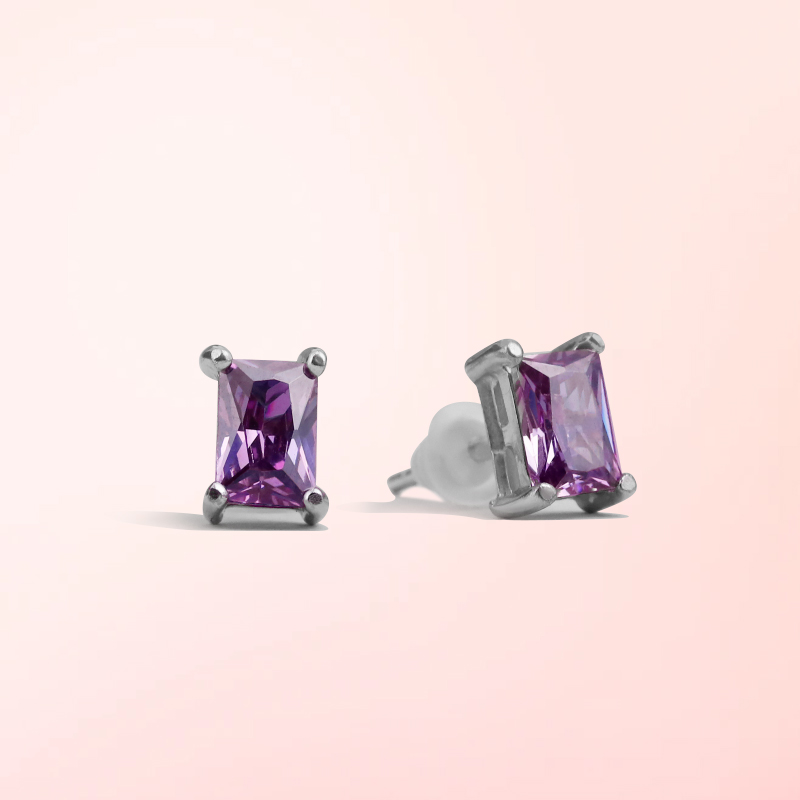 紫水晶耳釘 | S925純銀 | 誕生石耳釘推薦-monojewelry
