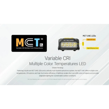 Nitecore HA27 UHE MCT 800L Multiple Color Temperatures Rechargeable Headlamp