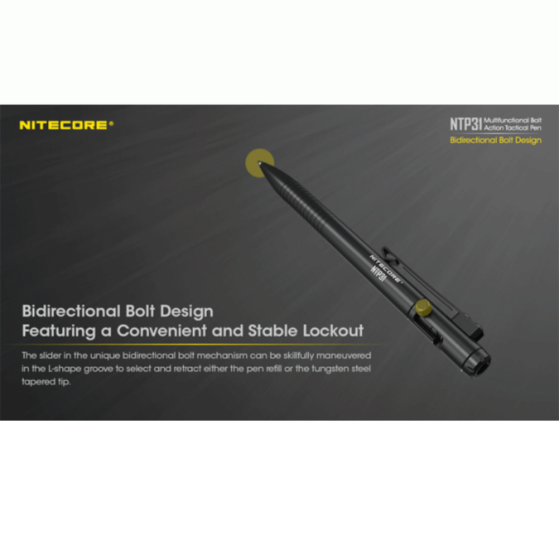 Nitecore NTP31 Aluminium Alloy Bolt Action Multi-functional Tactical Pen