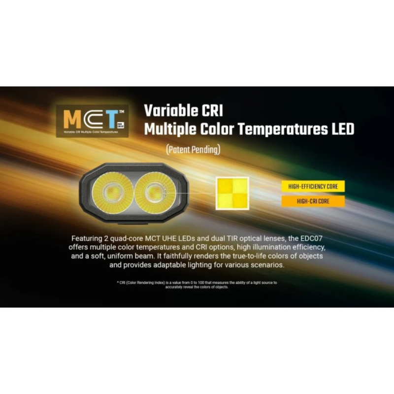 Nitecore EDC07 MCT UHE LED 1500L High CRI Three Color Temperatures EDC Flashlight