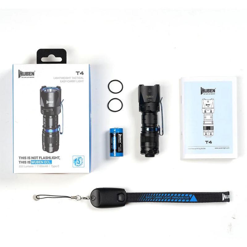 Wuben T4 Portable Tactical EDC Rechargeable Flashlight - 850 Lumens