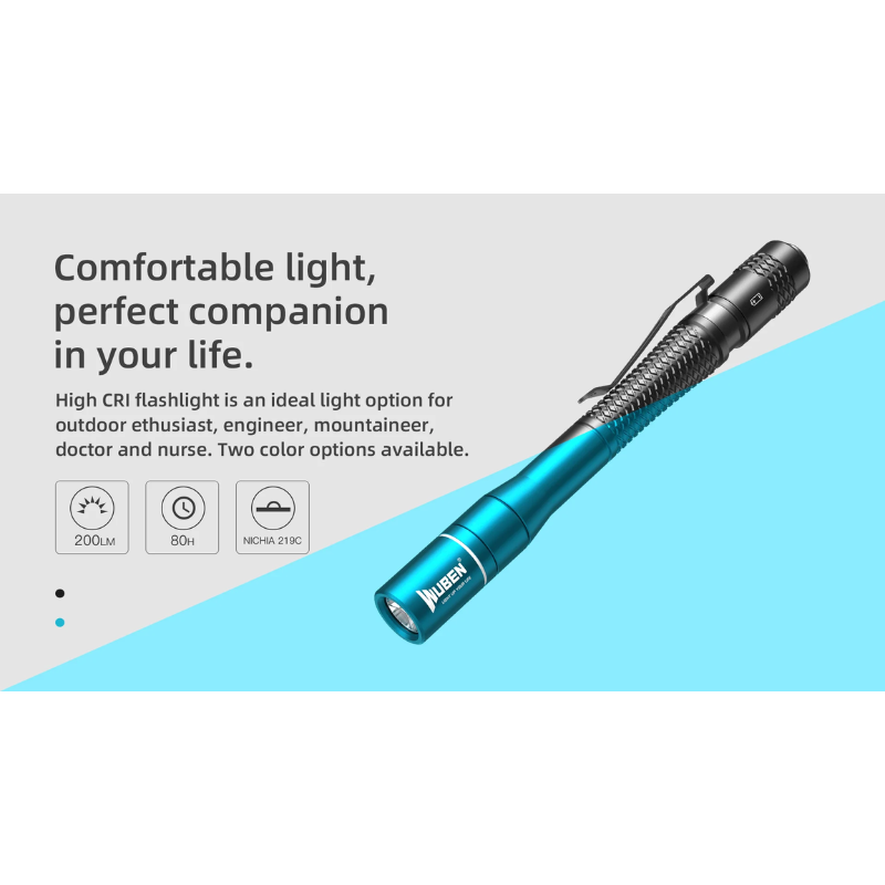 Wuben E19 High CRI Portable EDC Pen LED Flashlight - 200 Lumens