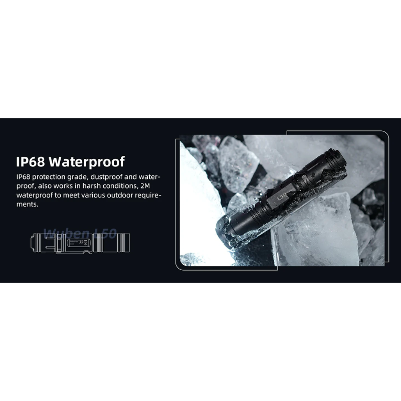 Wuben L50 EDC Rechargeable 18650 Tactical LED Flashlight