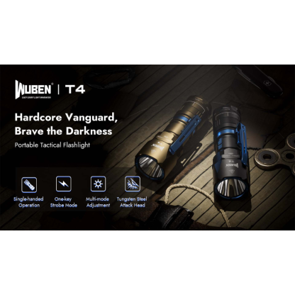 Wuben T4 Portable Tactical EDC Rechargeable Flashlight - 850 Lumens