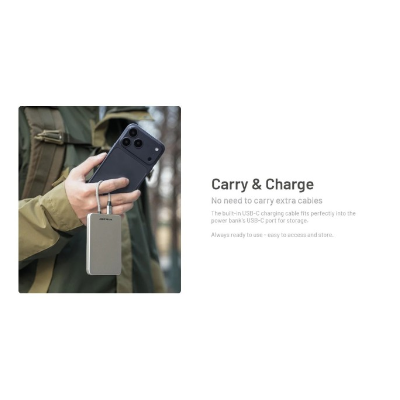 Nitecore Pocket 5 Magnetic Built-in USB-C Cable Pocket Power Bank