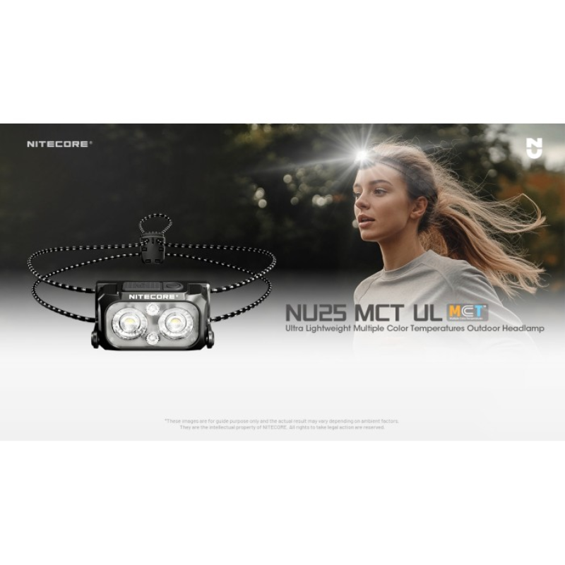 Nitecore NU25 MCT UL (Black) UHE LEDs 400L Ultra Lightweight Multiple Colour Temperatures Rechargeable Headlamp