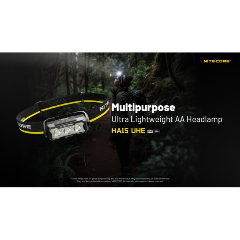 Nitecore HA15 UHE 400L Ultra Lightweight LED AA Headlamp + NL1411R Rechargeable Battery