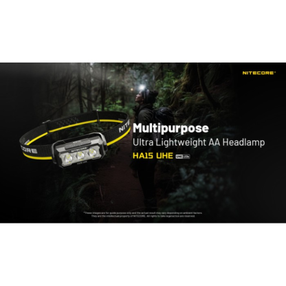 Nitecore HA15 UHE 400L Ultra Lightweight LED AA Headlamp + NL1411R Rechargeable Battery