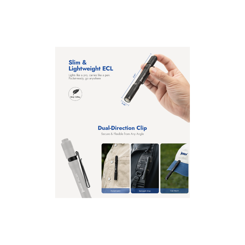 WUBEN PL01 Featherlight Rechargeable Tactical EDC Waterproof Pen Flashlight