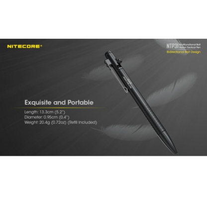 Nitecore NTP31 Aluminium Alloy Bolt Action Multi-functional Tactical Pen