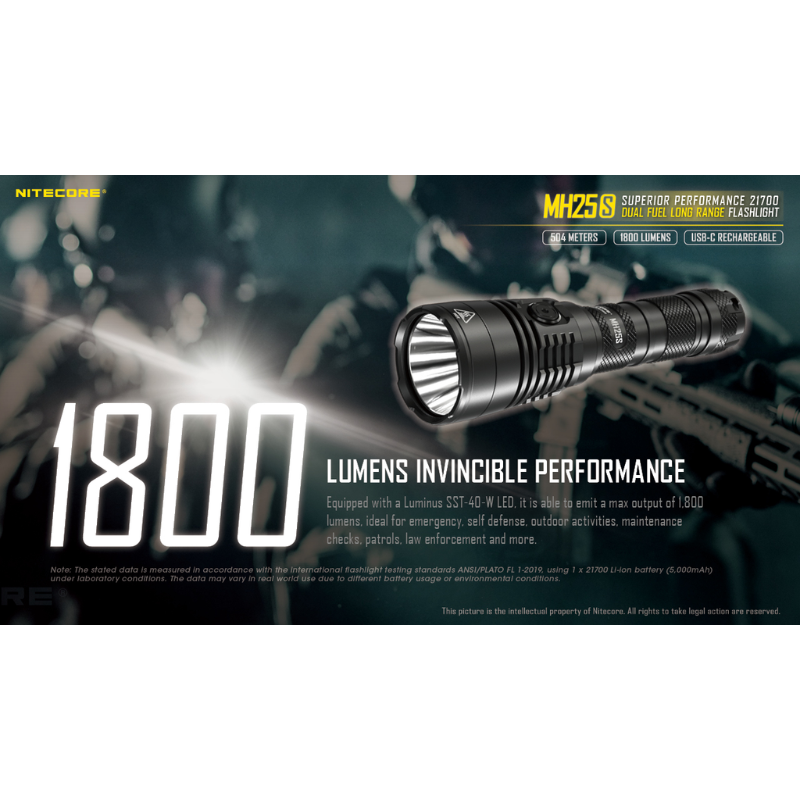 Nitecore MH25S Luminus SST-40-W LED USB Rechargeable 1800L LED Flashlight