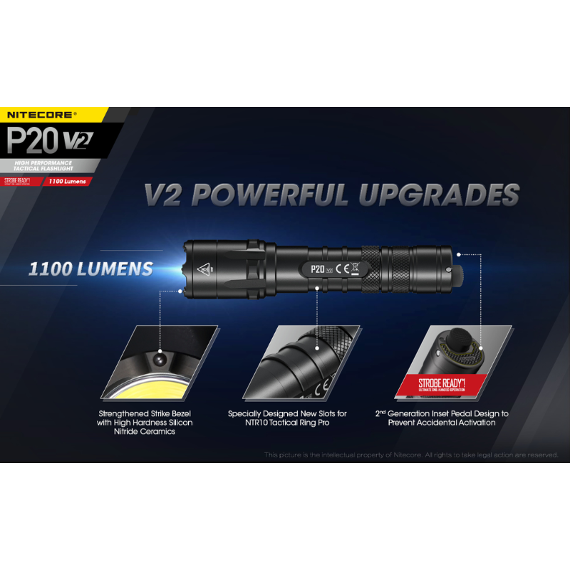 Nitecore P20 V2 1100 Lumens CREE XP-L2 V6 LED Flashlight