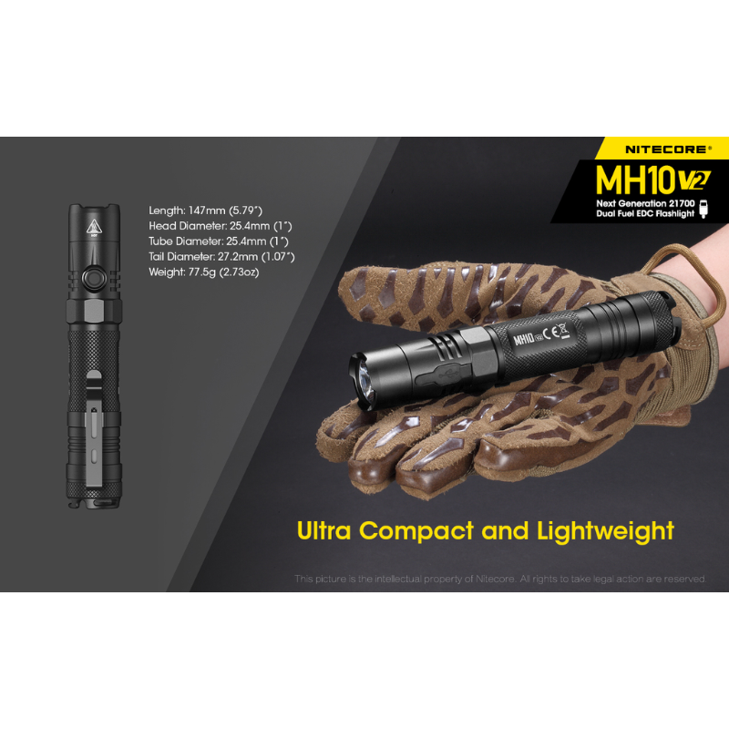 Nitecore MH10 V2 Rechargeable CREE XP-L2 V6 LED 1200L Flashlight w Battery