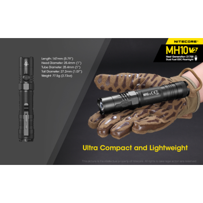 Nitecore MH10 V2 Rechargeable CREE XP-L2 V6 LED 1200L Flashlight w Battery