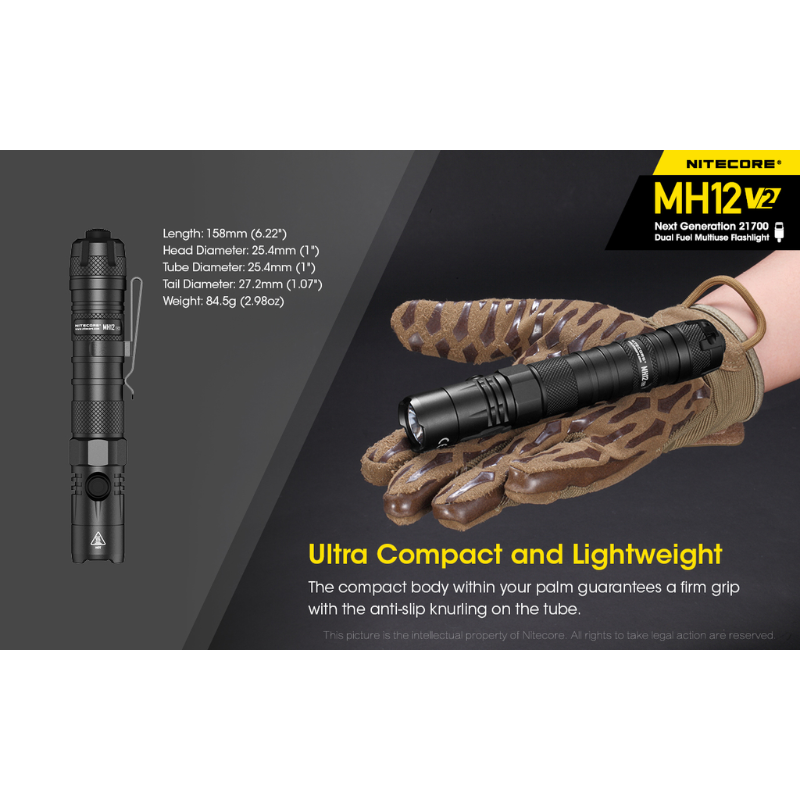 Nitecore MH12 V2 CREE XP-L2 V6 LED 1200L Rechargeable Flashlight